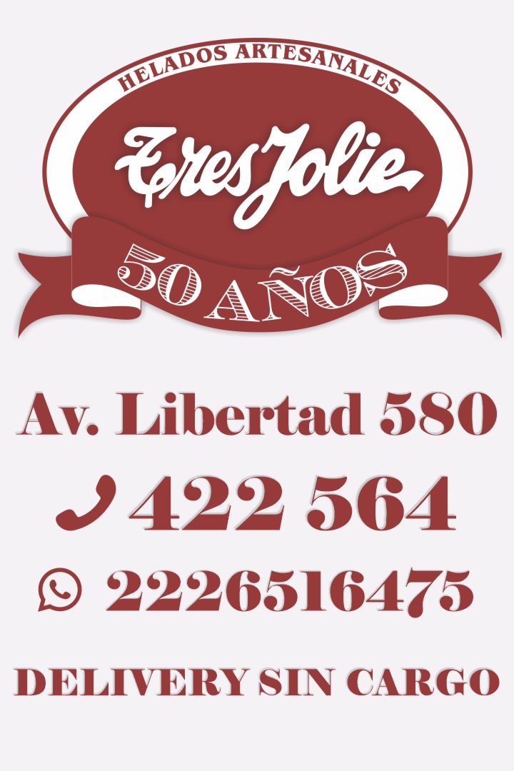 Aviso heladería Tres Jolie Cañuelas