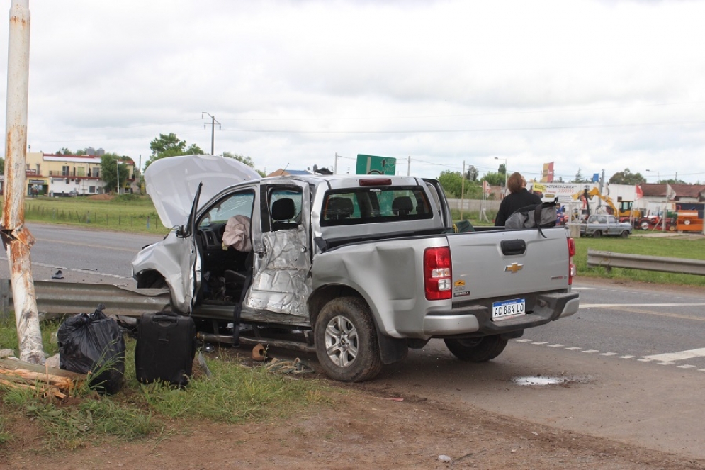 La camioneta tras el impacto. 