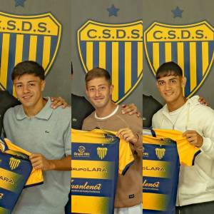 Bord&oacute;n, Ghigliazza y Cano, en la presentaci&oacute;n como refuerzos del "Docke".