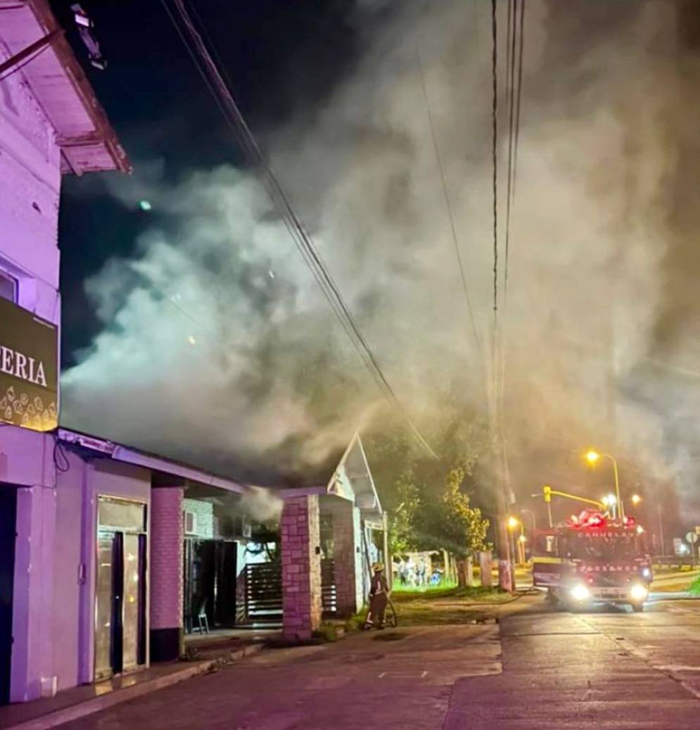 Cinco dotaciones de bomberos combatieron el fuego.