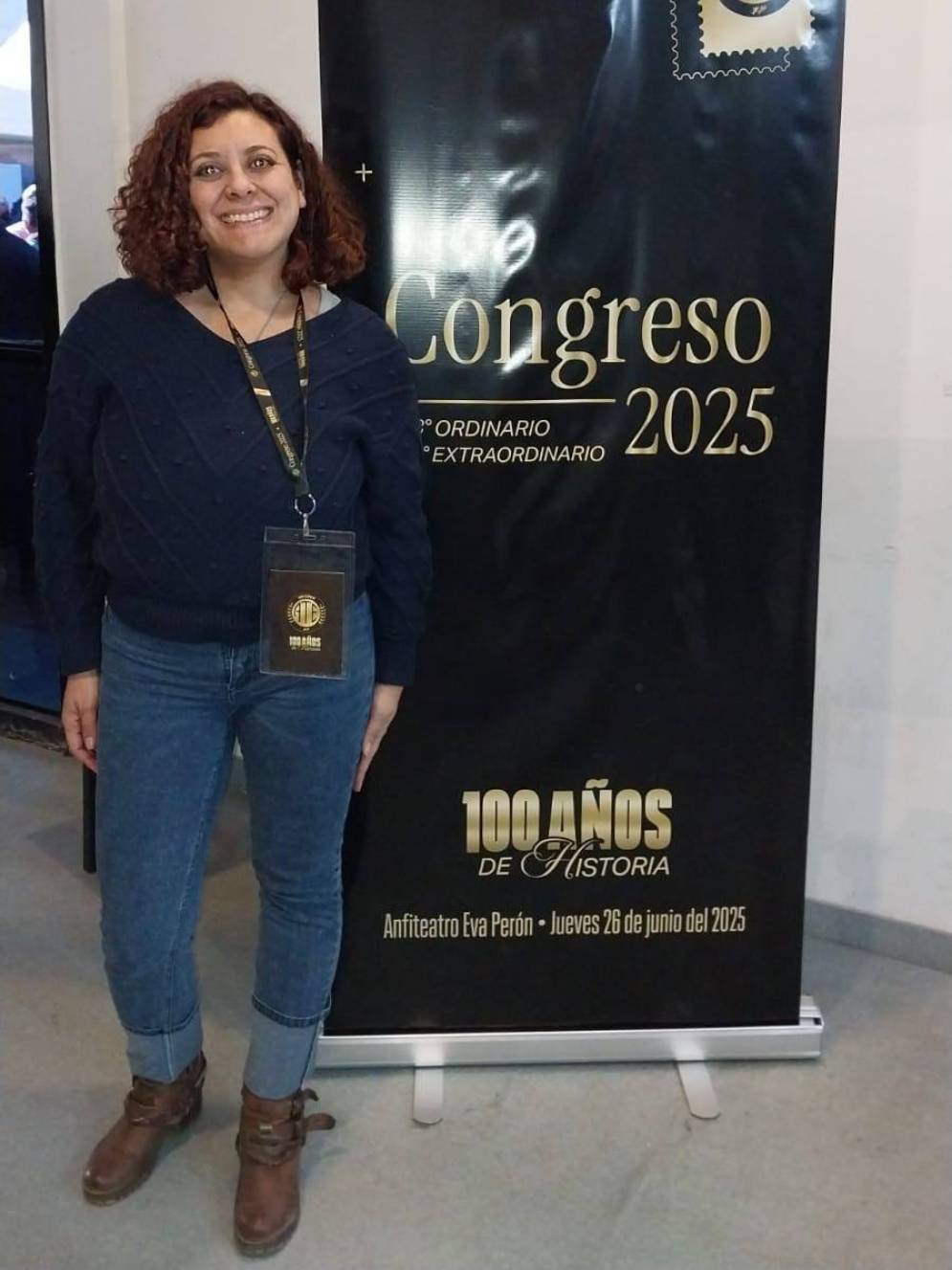 Medina luego de ser acreditada en el evento.