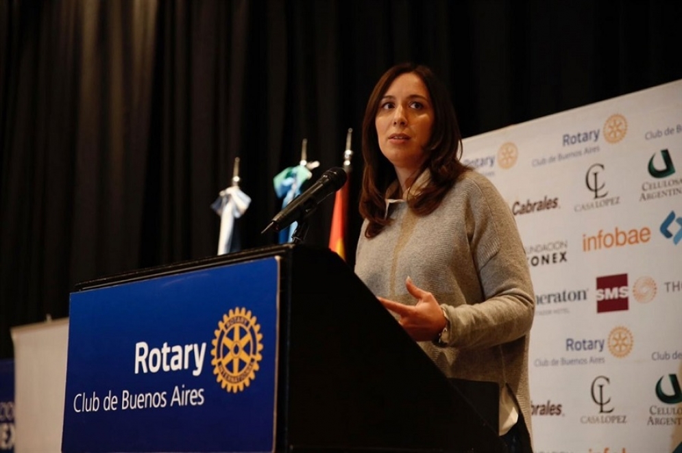 María Eugenia Vidal en la cena del Rotary donde hizo las declaraciones. 