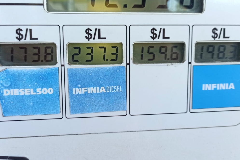 Los precios actualizados en los surtidores de la YPF ubicada en Del Carmen y San Vicente.