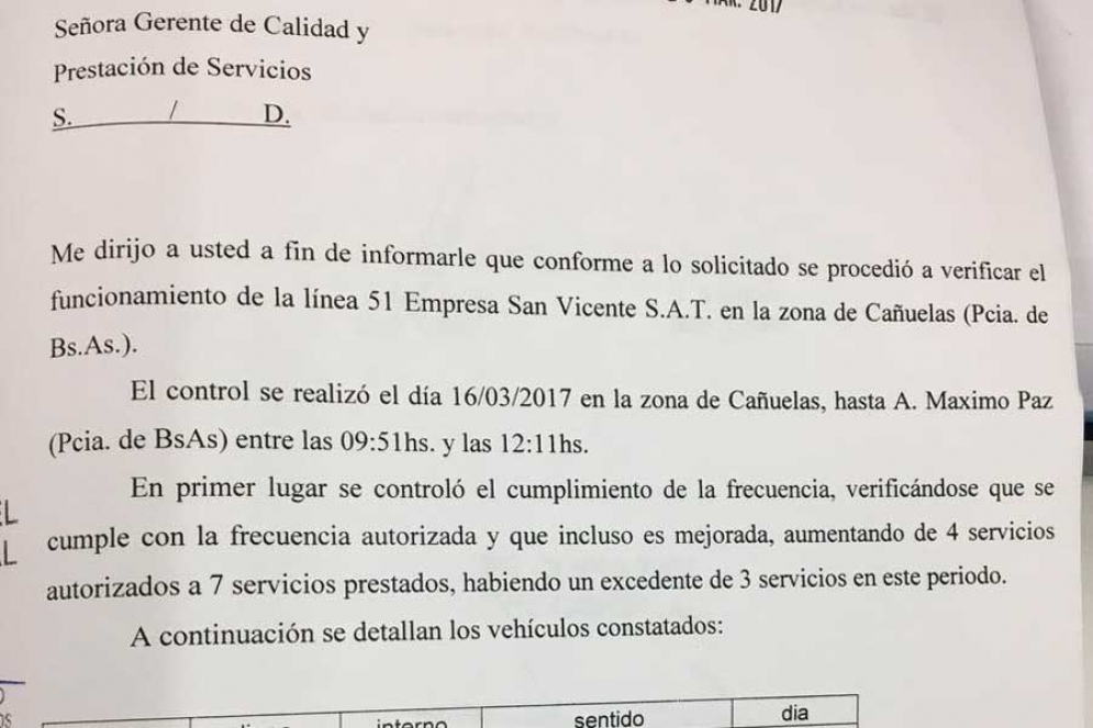 El expediente donde el gobierno nacional afirma que la Línea 51 funciona de manera extraordinaria