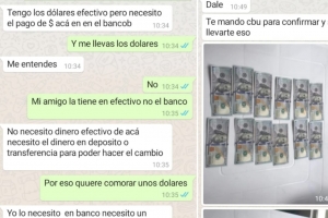Captura de la charla entre el estafador y el cu&ntilde;ado de la v&iacute;ctima, ya sabiendo del intento de fraude.